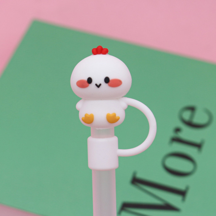 China Warehouse Reusable 10 mm Cute Animal Shape Silicone Straw Toppers/Covers