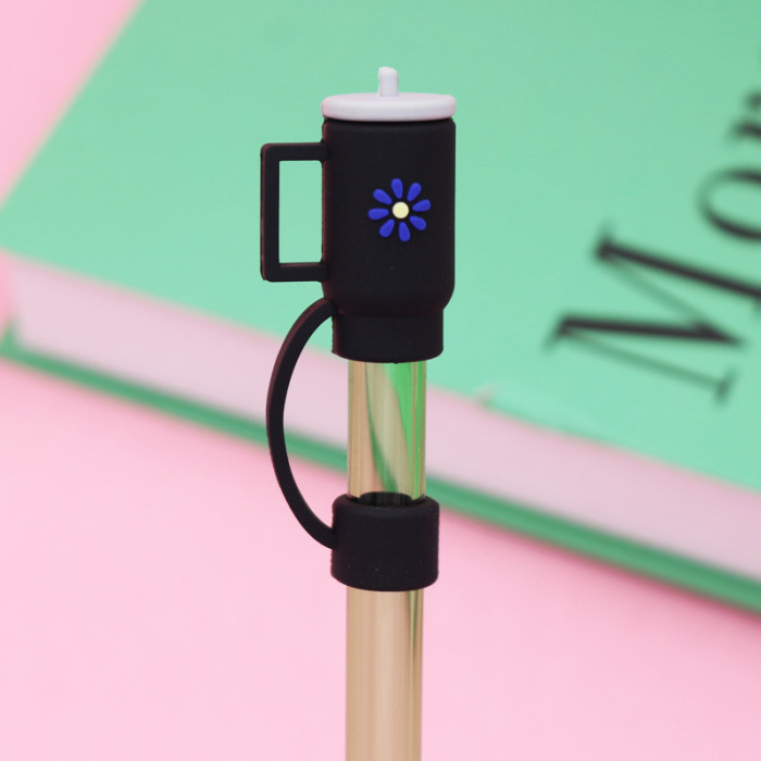 China Warehouse Reusable 10 mm Cup Shape Silicone Straw Toppers/Covers