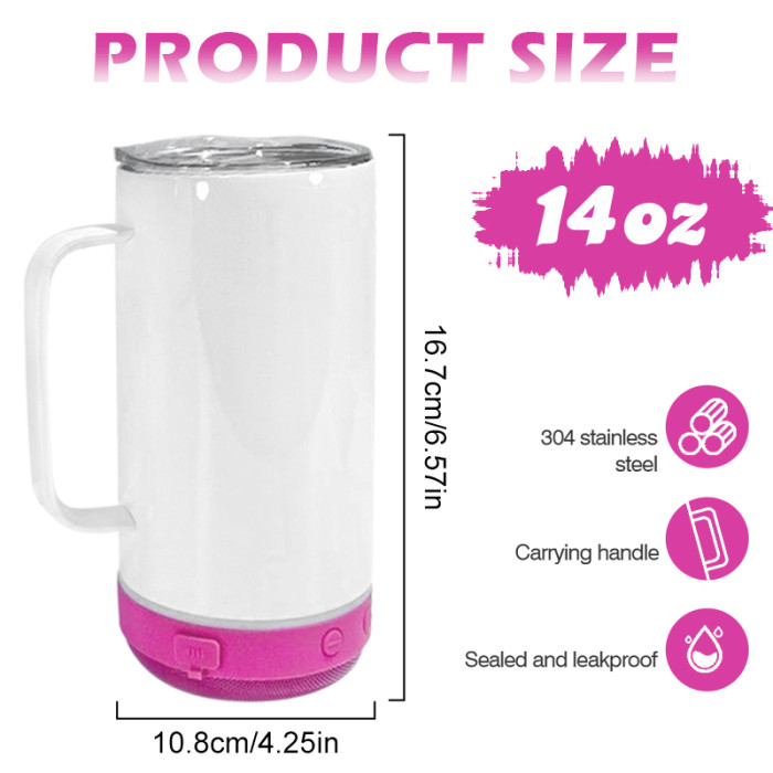China Warehouse 14oz Sublimation Straight Speaker Tumbler Music Tumbler
