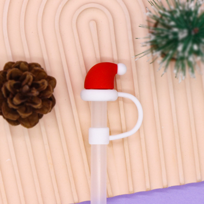 China Warehouse Reusable 10 mm Christmas Halloween Style Silicone Straw Toppers/Covers