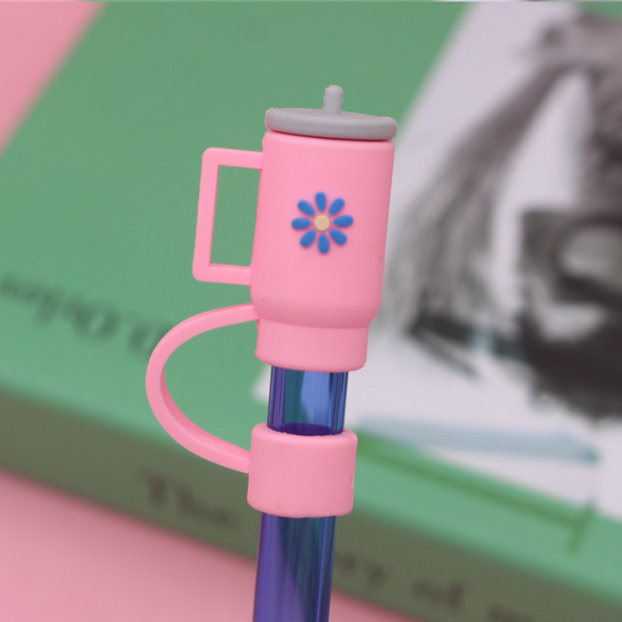 China Warehouse Reusable 10 mm Cup Shape Silicone Straw Toppers/Covers