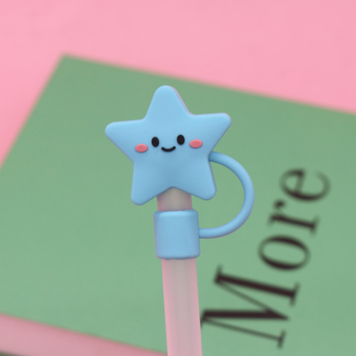 China Warehouse Reusable 10 mm Star Shape Silicone Straw Toppers/Covers