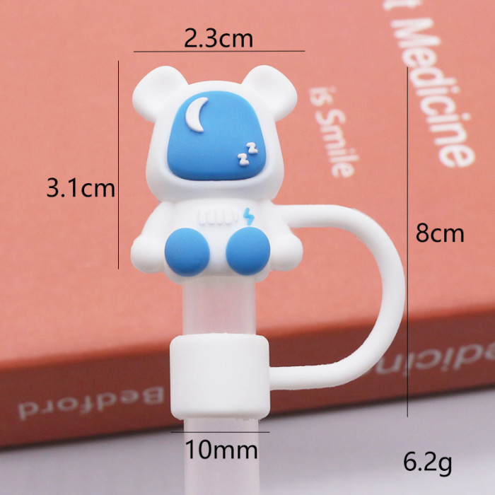 China Warehouse Reusable 10 mm Cartoon Shape Silicone Straw Toppers/Covers