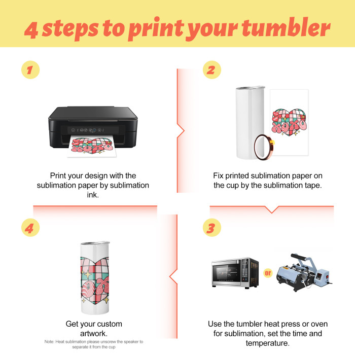 US Warehouse 20oz Sublimation Straight Tumbler with Black Speaker Music Tumbler