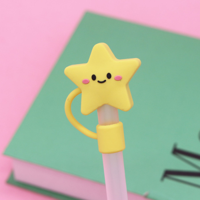 China Warehouse Reusable 10 mm Star Shape Silicone Straw Toppers/Covers
