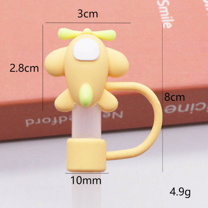 China Warehouse Reusable 10 mm Cartoon Shape Silicone Straw Toppers/Covers