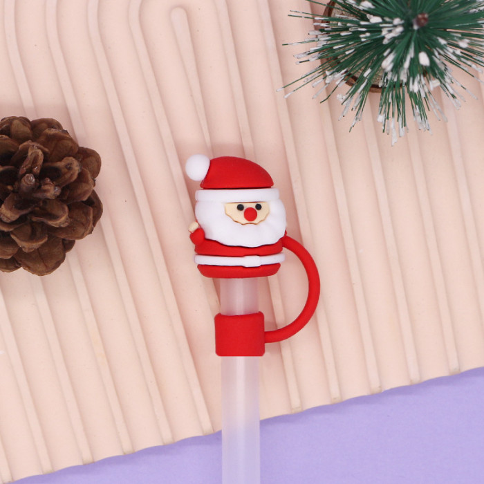 China Warehouse Reusable 10 mm Christmas Halloween Style Silicone Straw Toppers/Covers