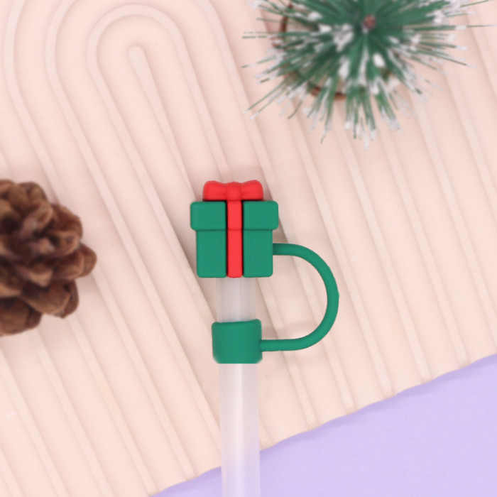 China Warehouse Reusable 10 mm Christmas Halloween Style Silicone Straw Toppers/Covers