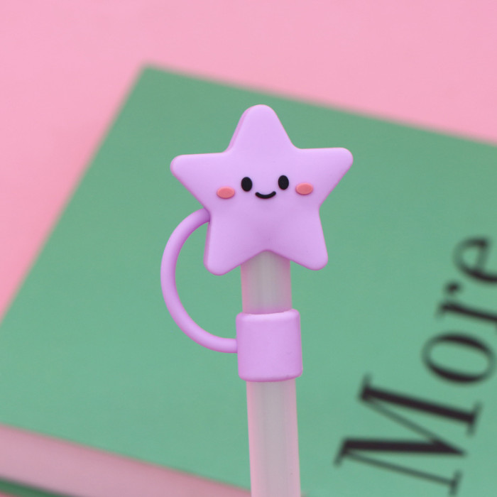 China Warehouse Reusable 10 mm Star Shape Silicone Straw Toppers/Covers
