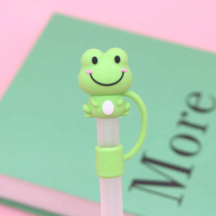China Warehouse Reusable 10 mm Cute Animal Shape Silicone Straw Toppers/Covers