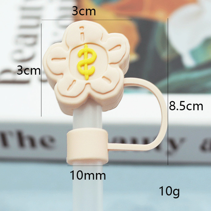 China Warehouse Reusable 10 mm Other Flower Shape Silicone Straw Toppers/Covers