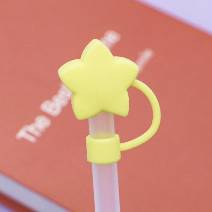 China Warehouse Reusable 10 mm Star Shape Silicone Straw Toppers/Covers