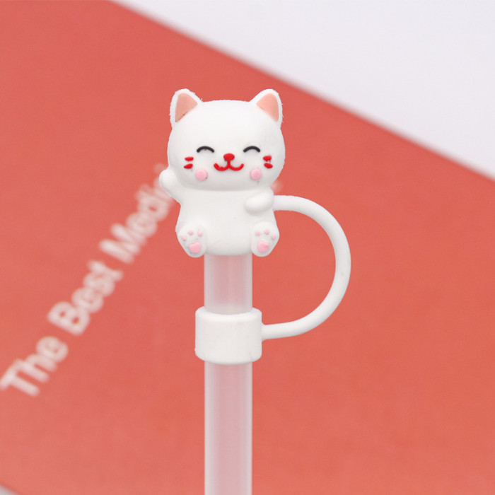 China Warehouse Reusable 10 mm Cute Animal Shape Silicone Straw Toppers/Covers