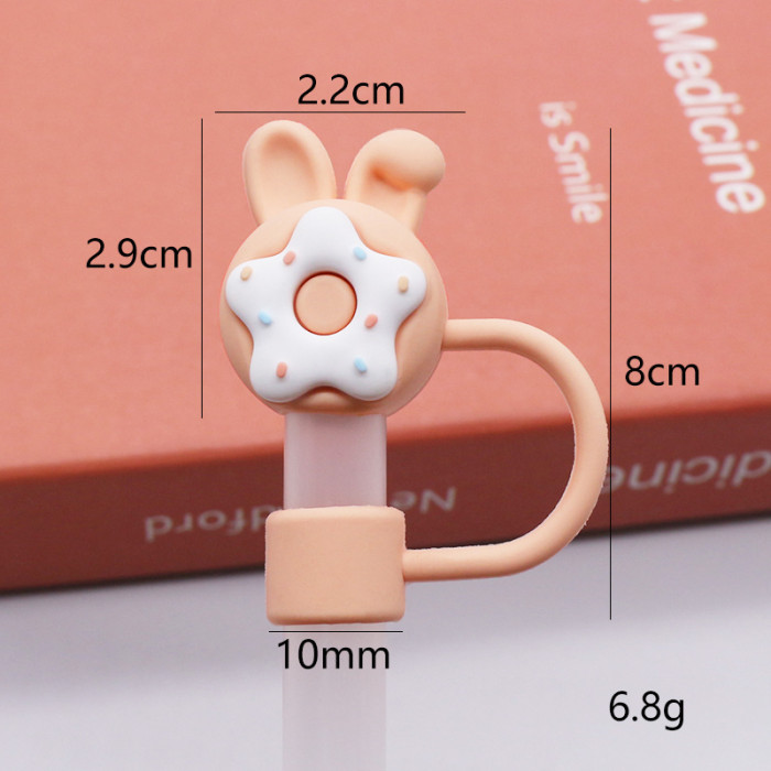 China Warehouse Reusable 10 mm Cartoon Shape Silicone Straw Toppers/Covers