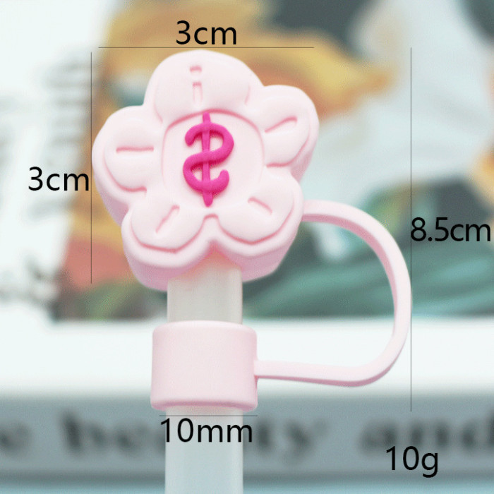 China Warehouse Reusable 10 mm Other Flower Shape Silicone Straw Toppers/Covers