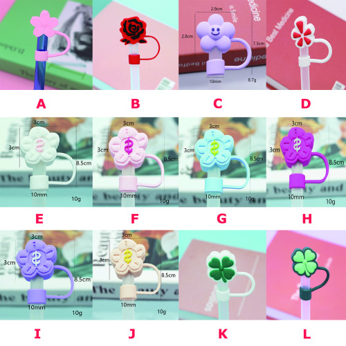 China Warehouse Reusable 10 mm Other Flower Shape Silicone Straw Toppers/Covers