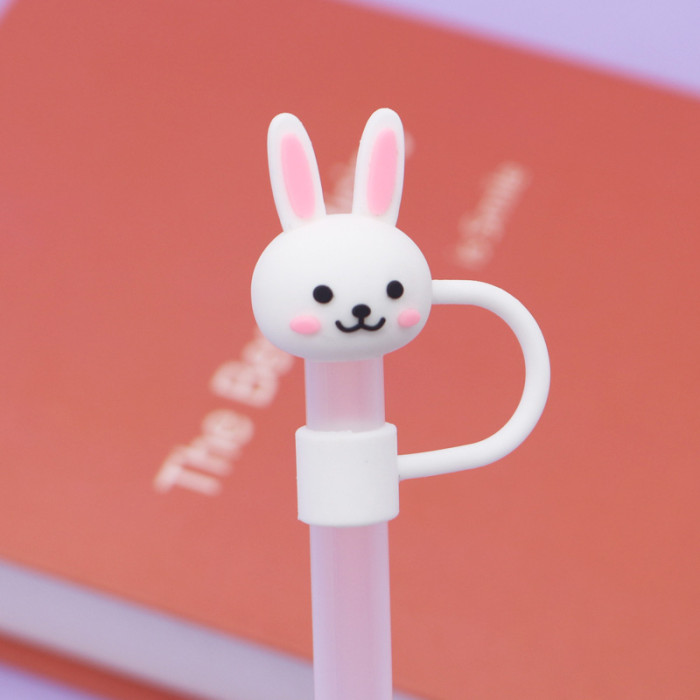 China Warehouse Reusable 10 mm Cute Animal Shape Silicone Straw Toppers/Covers