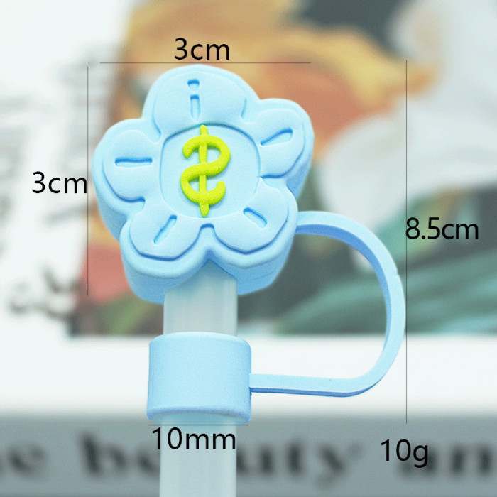 China Warehouse Reusable 10 mm Other Flower Shape Silicone Straw Toppers/Covers