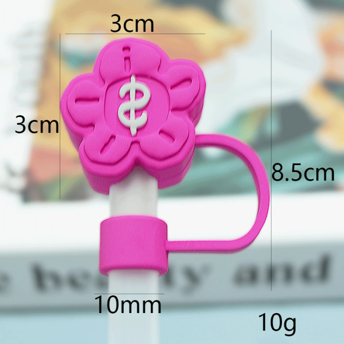 China Warehouse Reusable 10 mm Other Flower Shape Silicone Straw Toppers/Covers
