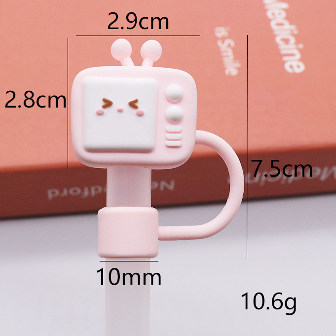 China Warehouse Reusable 10 mm Cartoon Shape Silicone Straw Toppers/Covers