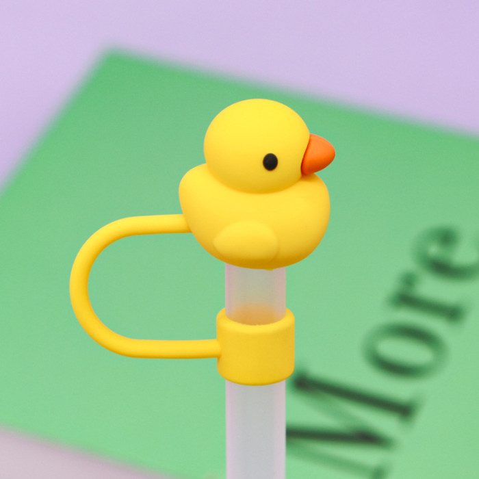 China Warehouse Reusable 10 mm Cute Animal Shape Silicone Straw Toppers/Covers