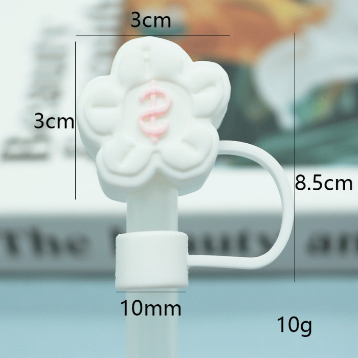 China Warehouse Reusable 10 mm Other Flower Shape Silicone Straw Toppers/Covers