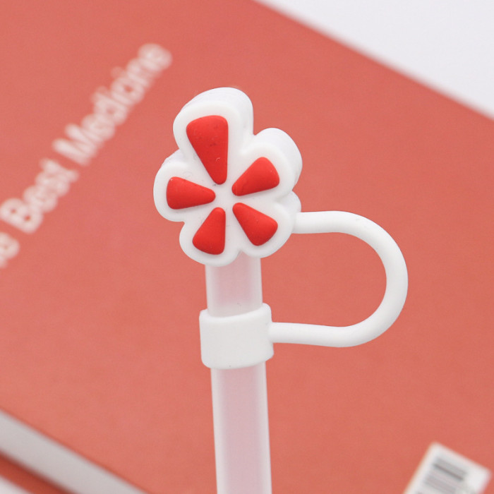 China Warehouse Reusable 10 mm Other Flower Shape Silicone Straw Toppers/Covers