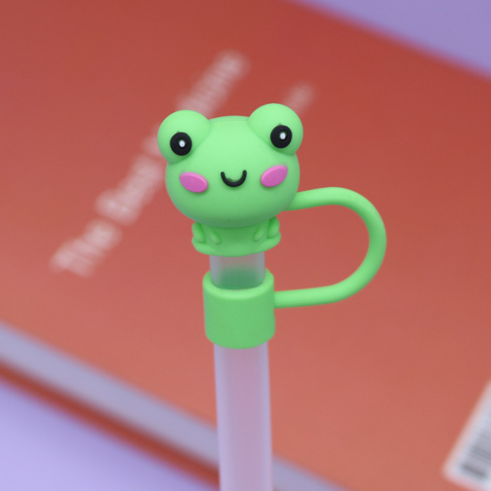 China Warehouse Reusable 10 mm Cute Animal Shape Silicone Straw Toppers/Covers