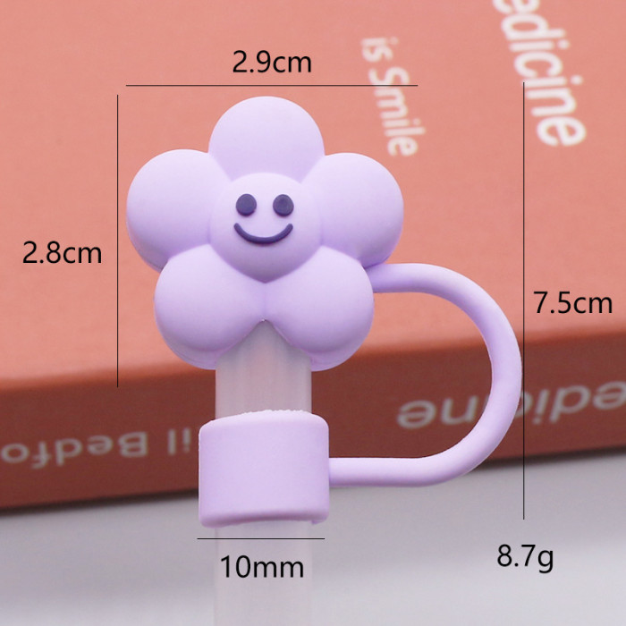 China Warehouse Reusable 10 mm Other Flower Shape Silicone Straw Toppers/Covers