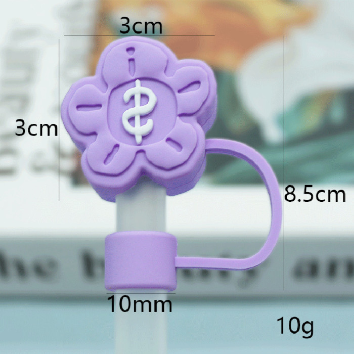 China Warehouse Reusable 10 mm Other Flower Shape Silicone Straw Toppers/Covers