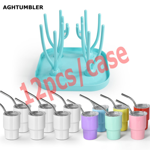 US Warehouse 3oz sublimation Mini Cup With Drying Rack(6 white+6 colored)