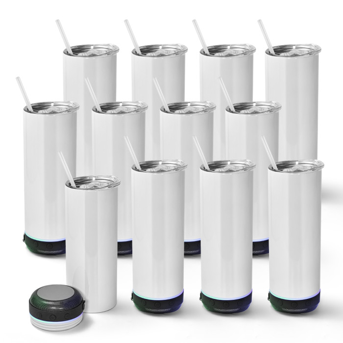 Pre-sale US Warehouse 20oz Sublimation Straight Tumbler with Black Speaker Music Tumbler