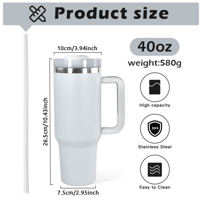 US Warehouse H2 white 40OZ powder coated tumblers(Not for sublimation)