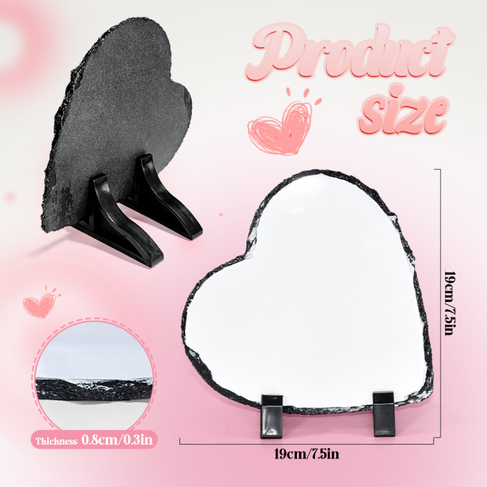US Warehouse 7.5 inches Heart Sublimation blanks rock slate photo slate