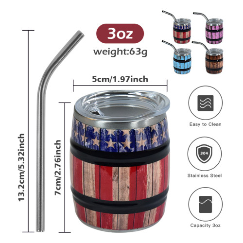 US Warehouse 3oz mini wine barrel Cup(not for sublimation)