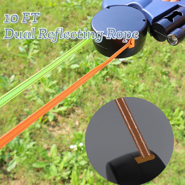 US Warehouse Retractable Pet Leash Double Dog Leash with Flashlight+Detachable Waste Bag Box(rotate 360°)