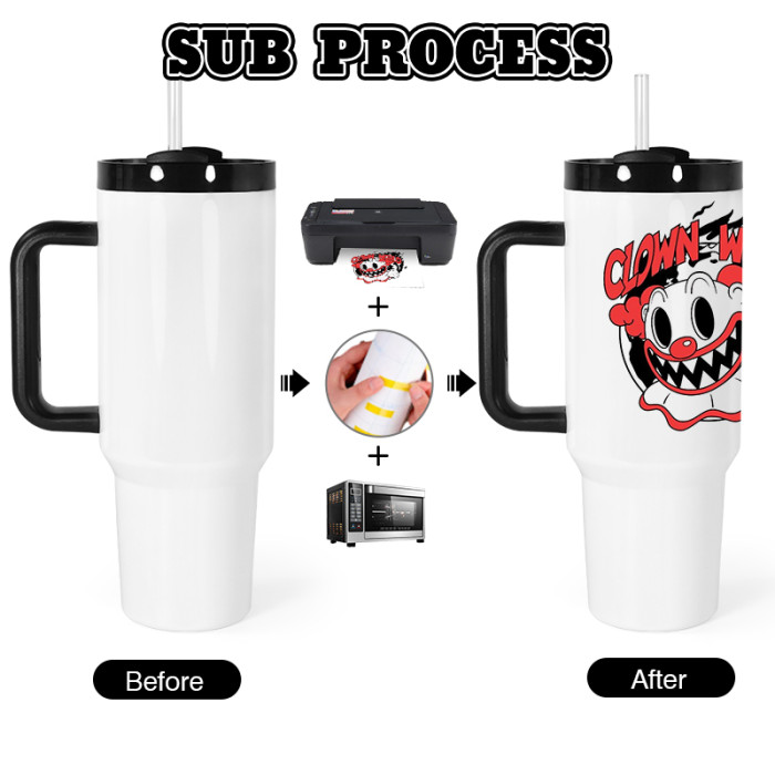 US Warehouse 40oz H2 Sublimation Tumbler with Black Handle