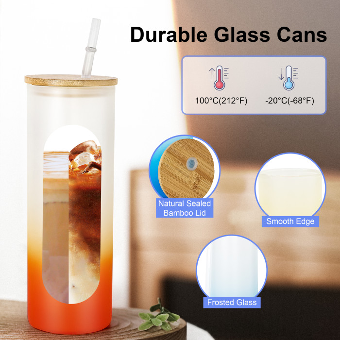 US Warehouse 25oz colored frosted glass sublimation straight skinny tumbler