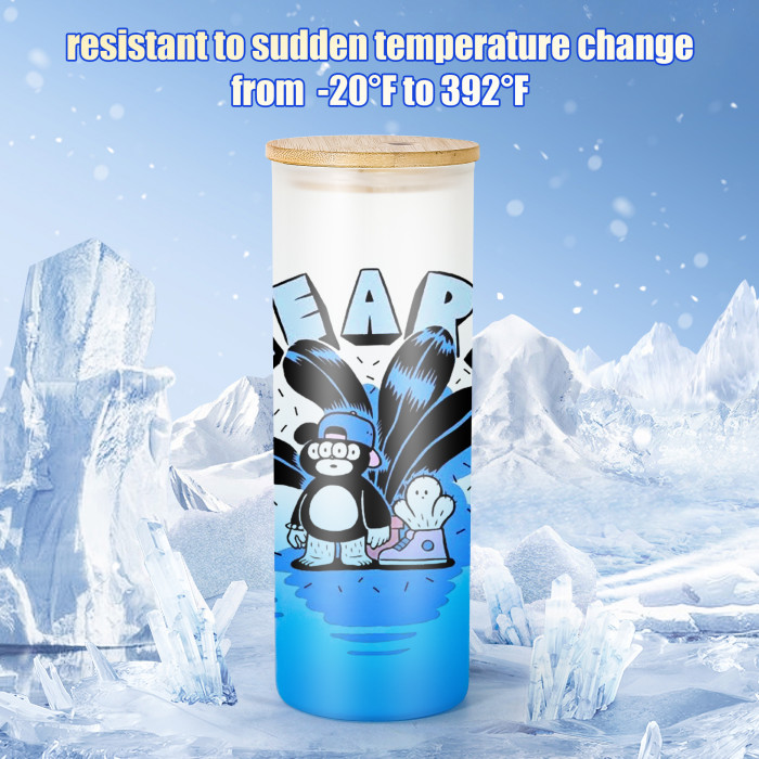US Warehouse 25oz colored frosted glass sublimation straight skinny tumbler