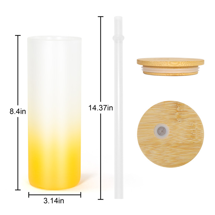 RTS US Warehouse 25oz colored frosted glass sublimation straight skinny tumbler
