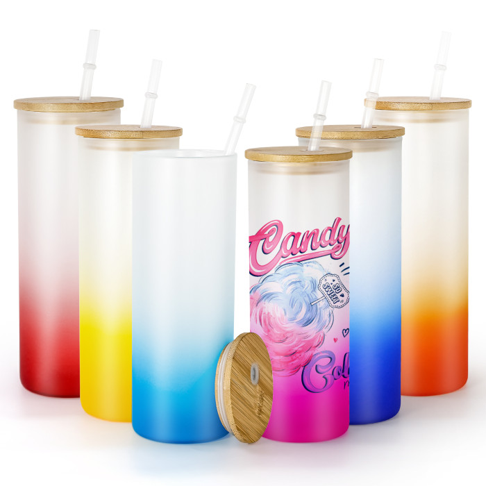 US Warehouse 25oz colored frosted glass sublimation straight skinny tumbler