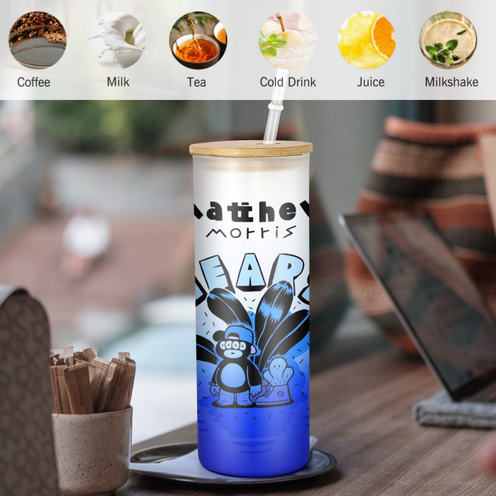 US Warehouse 25oz colored frosted glass sublimation straight skinny tumbler