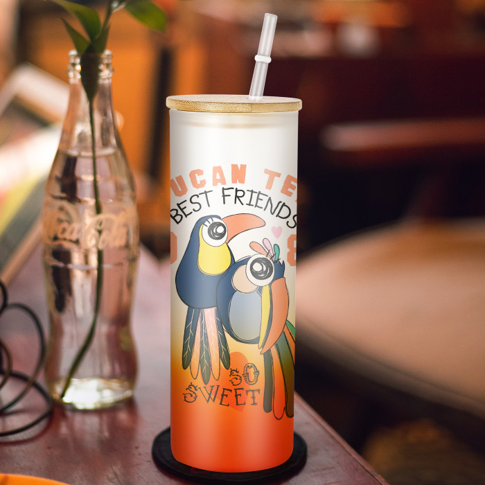 US Warehouse 25oz colored frosted glass sublimation straight skinny tumbler