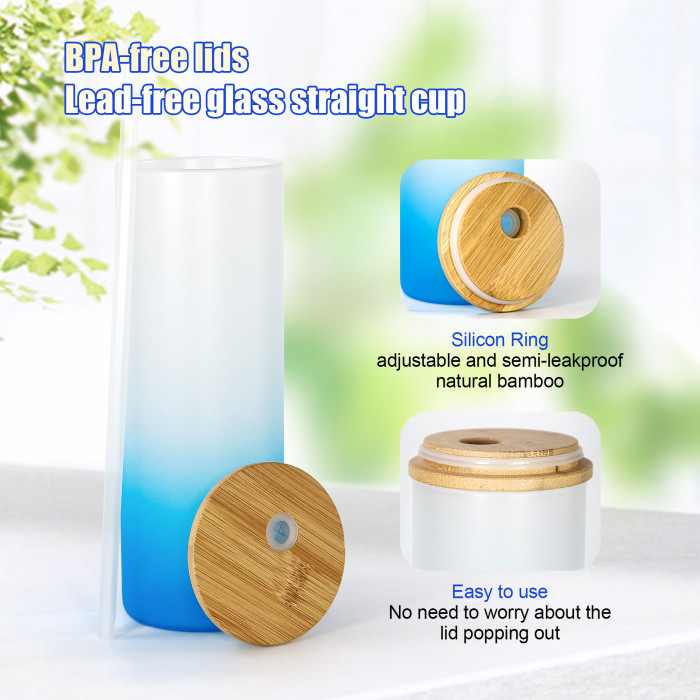 US Warehouse 25oz colored frosted glass sublimation straight skinny tumbler