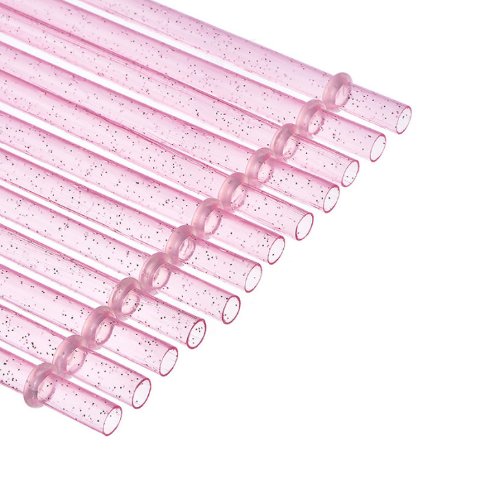 China Warehouse 240 pcs 23cm PP plastic Reuseable Colorful straws with silver glitter