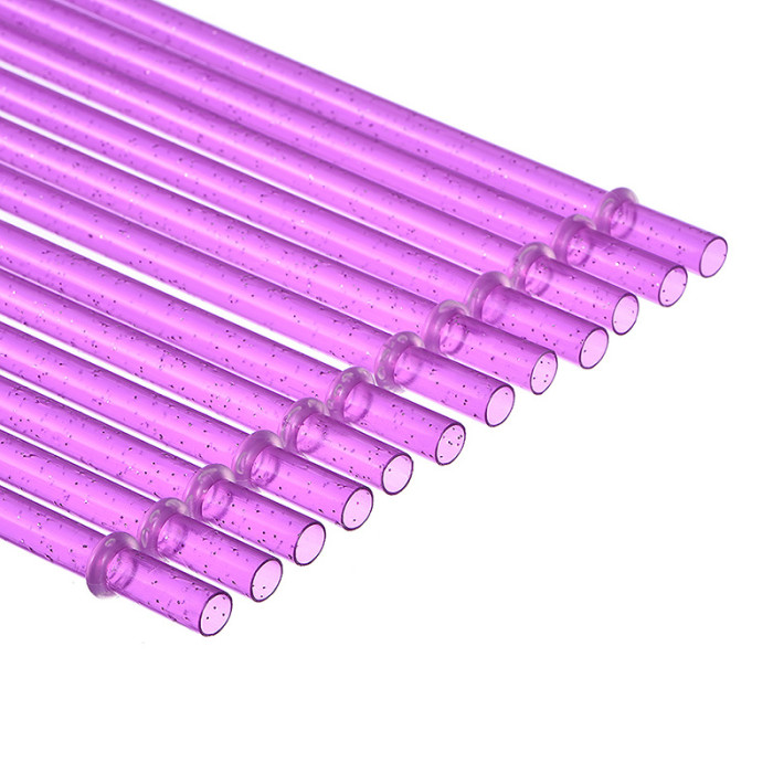 China Warehouse 240 pcs 23cm PP plastic Reuseable Colorful straws with silver glitter