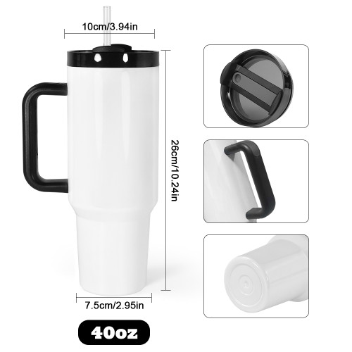 US Warehouse 40oz H2 Sublimation Tumbler with Black Handle