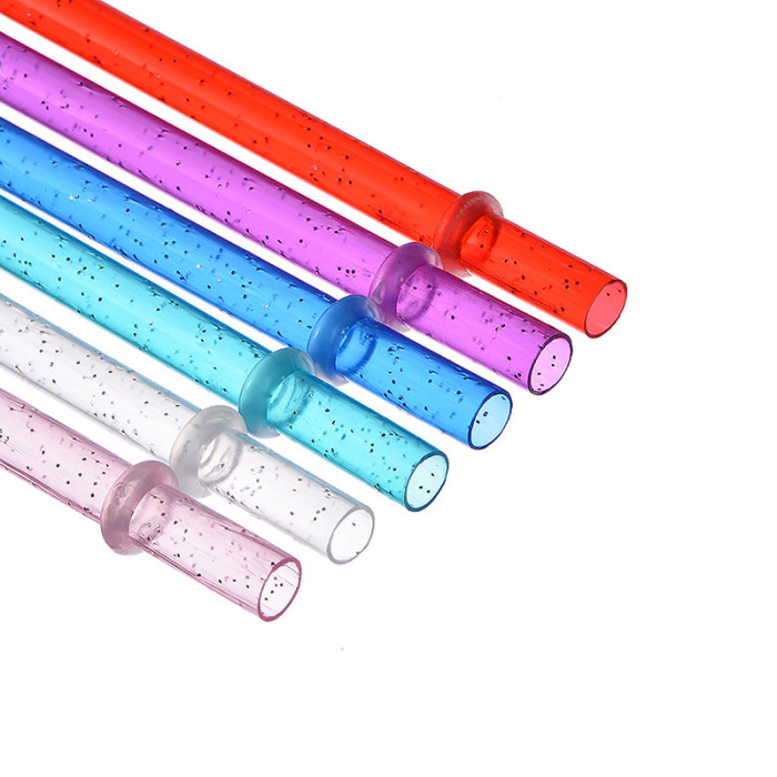 China Warehouse 240 pcs 23cm PP plastic Reuseable Colorful straws with silver glitter