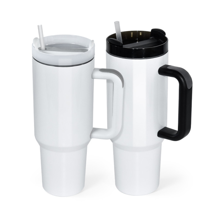 US Warehouse 40oz H2 Sublimation Tumbler with Handle(mixed white and black)