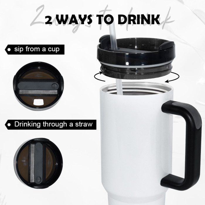 US Warehouse 40oz H2 Sublimation Tumbler with Handle(mixed white and black)